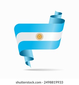 Fondo de cinta ondulada de la bandera argentina. Ilustración vectorial.