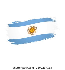 Argentinean flag within brushing strokes clipping mask. Creative flag of Argentina. Travel business symbol. Sports sign concept. Hand drawn style. State holidays celebration. Political news decoration