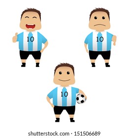 Argentinean soccer player doing actions collection on white background