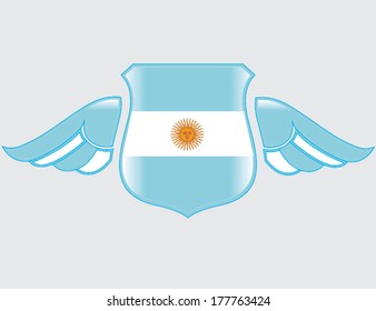 argentines flag on shield with wings