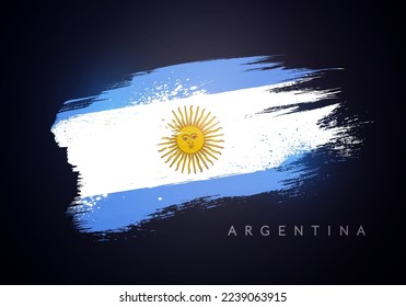 Argentinia Flag In Brush Stroke Style