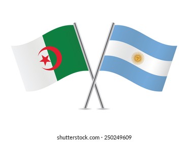 Argentinian and Algerian flags. Vector illustration. 
