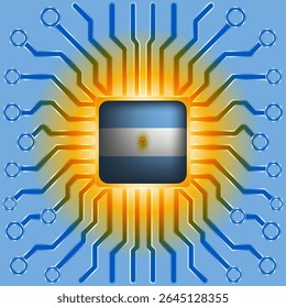 Circuito de la Bandera Argentina Tablero Chip - Vector de la Tecnología Argentina