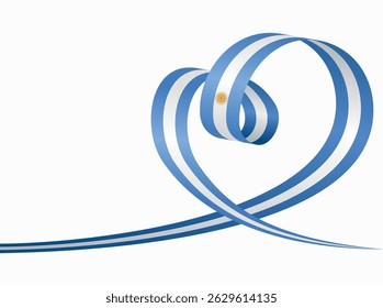 Argentinian flag heart shaped ribbon. Vector illustration.