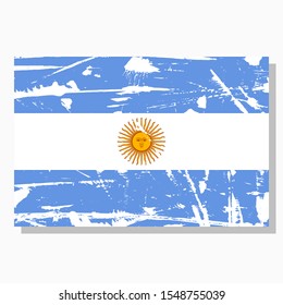 Argentinian flag with scratches, vector flag of Argentina.