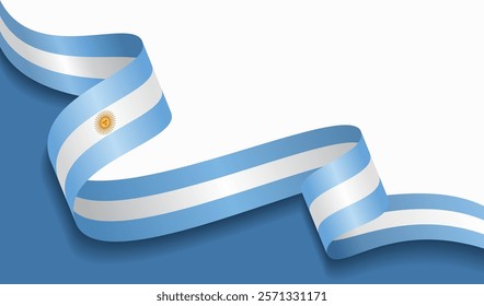 Argentinian flag wavy abstract background. Vector illustration.