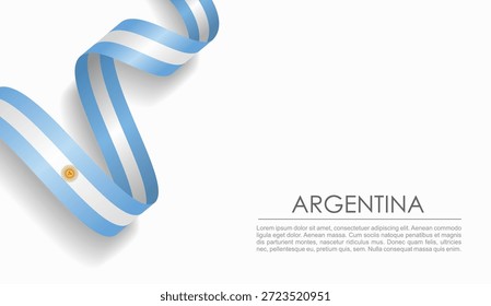 Bandeira argentina fita ondulada, simbolizando o orgulho nacional, ideal para temas de design patriótico ou cultural. Ilustração vetorial.