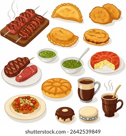 Argentina Food Set cozinha fundo branco.