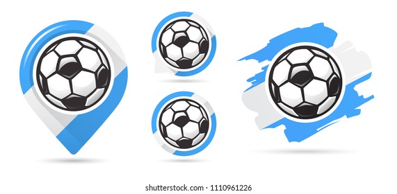 Argentinian football vector icons. Soccer goal. Set of football icons. Football map pointer. Football ball