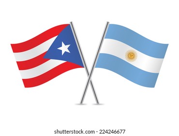 Argentinian and Puerto Rican flags. Vector illustration.