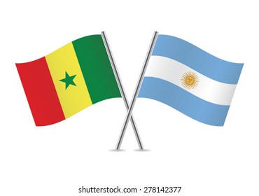 Argentinian and Senegalese flags. Vector illustration.
