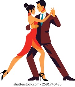 Argentinian Tango Dancer Couple Cartoon