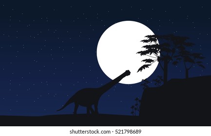 argentinosaurus at night scenery silhouettes