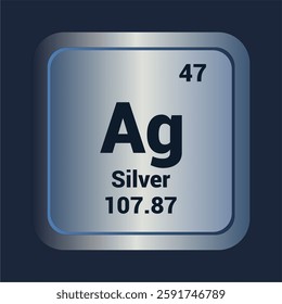 Argentum Ag icon. Number Fourty Five. Mass 107.87 detail. Vector Background.