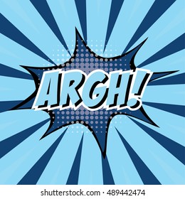 ARGH!, colorful speech bubble and explosions in pop art style. Elements of design comic books.Vector illustration