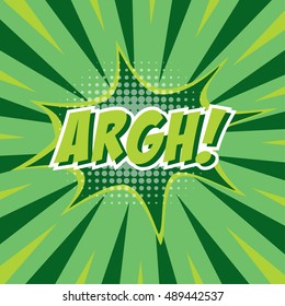ARGH!, colorful speech bubble and explosions in pop art style. Elements of design comic books.Vector illustration