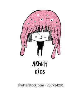 Arghh kids, vector illustration