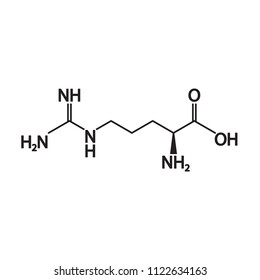 Arginine, L-arginine molecular structural chemical formula. Vector icon.