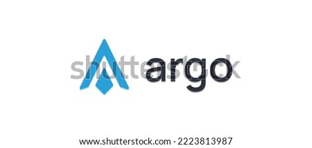 Argo Cryptocurrency USDA token Coin, Cryptocurrency logo on isolated background with text.