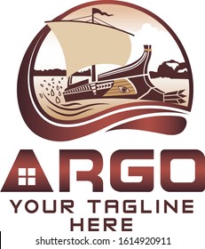 Argo Greek Ship Logo Design Template 