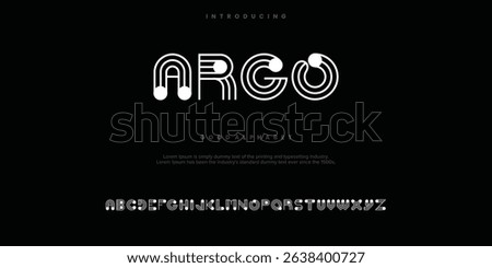 ARGO monoline abstract minimal modern alphabet fonts. Typography technology vector illustration