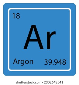 Argon Ar chemical element icon. The chemical element of the periodic table. Sign with atomic number.