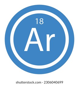 Argon Ar chemical element icon. The chemical element of the periodic table. Sign with atomic number.