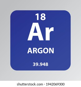 Argon Ar Noble gas Chemical Element vector illustration diagram, with atomic number and mass. Simple flat design for education, lab, science class.
