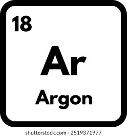 Argon-Chemisches-Element-Symbol einzeln auf weißem Hintergrund. Argon-Symbolvektor