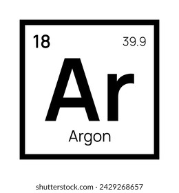 Argon chemical element of the periodic table. Vector isolated symbol Ar