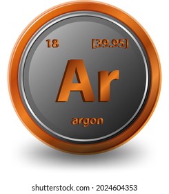 Argon chemical element. Chemical symbol with atomic number and atomic mass. illustration