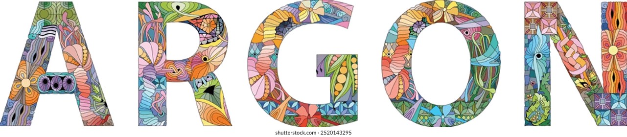 Argon is a chemical element. Vector zentangle object for decoration