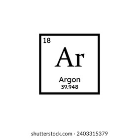 Argon chemical symbol icon. Periodic table. Vector illustration.