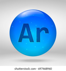 Argon - element of the periodic table. Vector 3D glossy drop pill capsule icon
