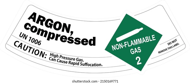 Argon Gas Cylinder Safety Description Stickers