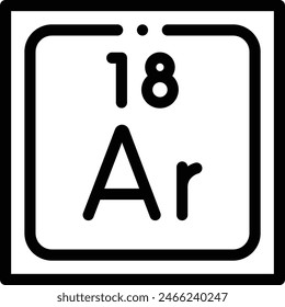 icono de argón. Diseño De Estilo Lineal Delgado Aislado Sobre Fondo Blanco