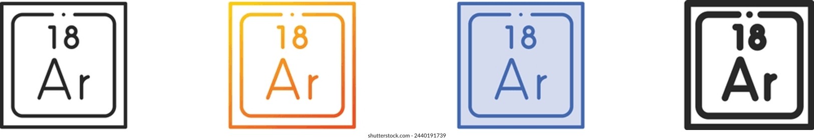 argon icon.Thin Linear, Gradient, Blue Stroke and bold Style Design Isolated On White Background