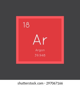 Argon simple style tile icon. Chemical element of periodic table. Vector illustration EPS8