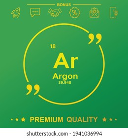 Argon-Symbol mit gelbem Knopf