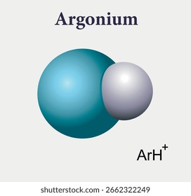 Argoniummolekül auf weißem Hintergrund. Wissenschaftliche Infografiken, Vektorgrafik