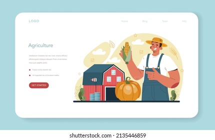 Argonomist web banner or landing page set. Scientist making research in agriculture. Idea of farming and cultivation. Organic harvest selection. Isolated vector illustration
