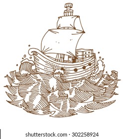 Argosy in the sea. 