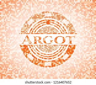 Argot abstract orange mosaic emblem with background