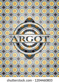 Argot arabic style badge. Arabesque decoration.