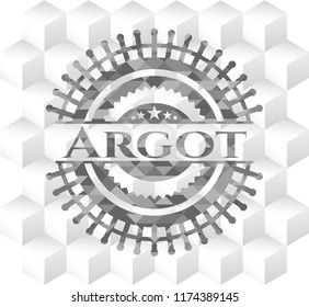 Argot grey badge with geometric cube white background