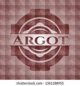 Argot red badge with geometric pattern. Seamless.