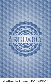 Arguably blue hexagon badge. Vector Illustration. Detailed.