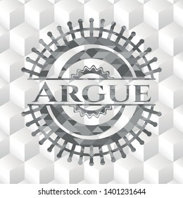 Argue grey emblem with geometric cube white background
