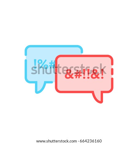 argue icon with rude swear clouds. flat style trend modern logotype graphic design isolated on white background. concept of mobile app sign for online dialog, chatting or calling and dirty insult