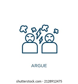 argue icon. Thin linear argue outline icon isolated on white background. Line vector argue sign, symbol for web and mobile